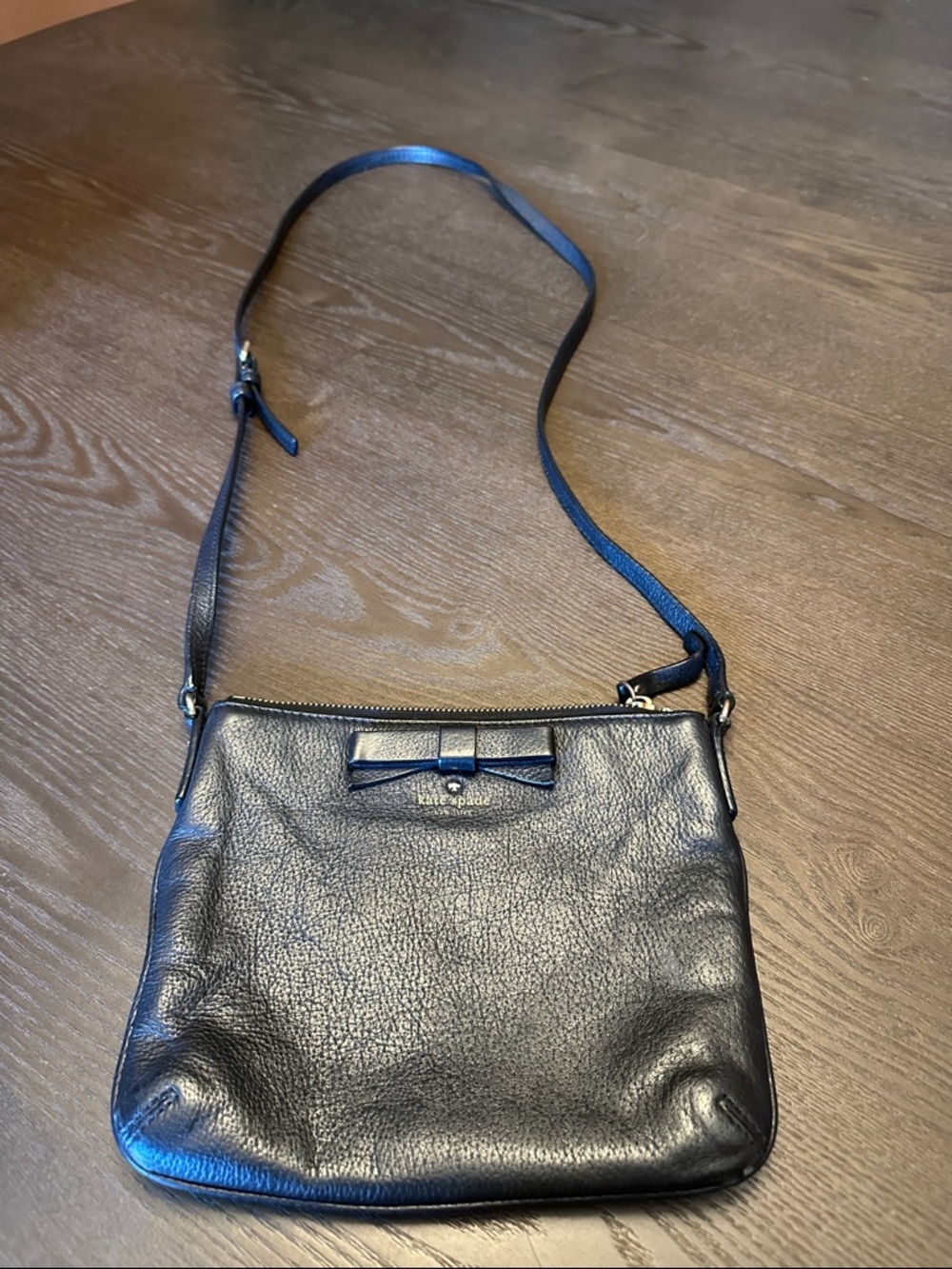 kate spade Black Pebbled Leather Crossbody with Bow
